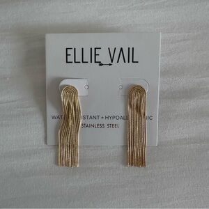NWT Ellie Vail Waterproof 18k Gold Stainless Steel Tassel Chain Dangly Earrings